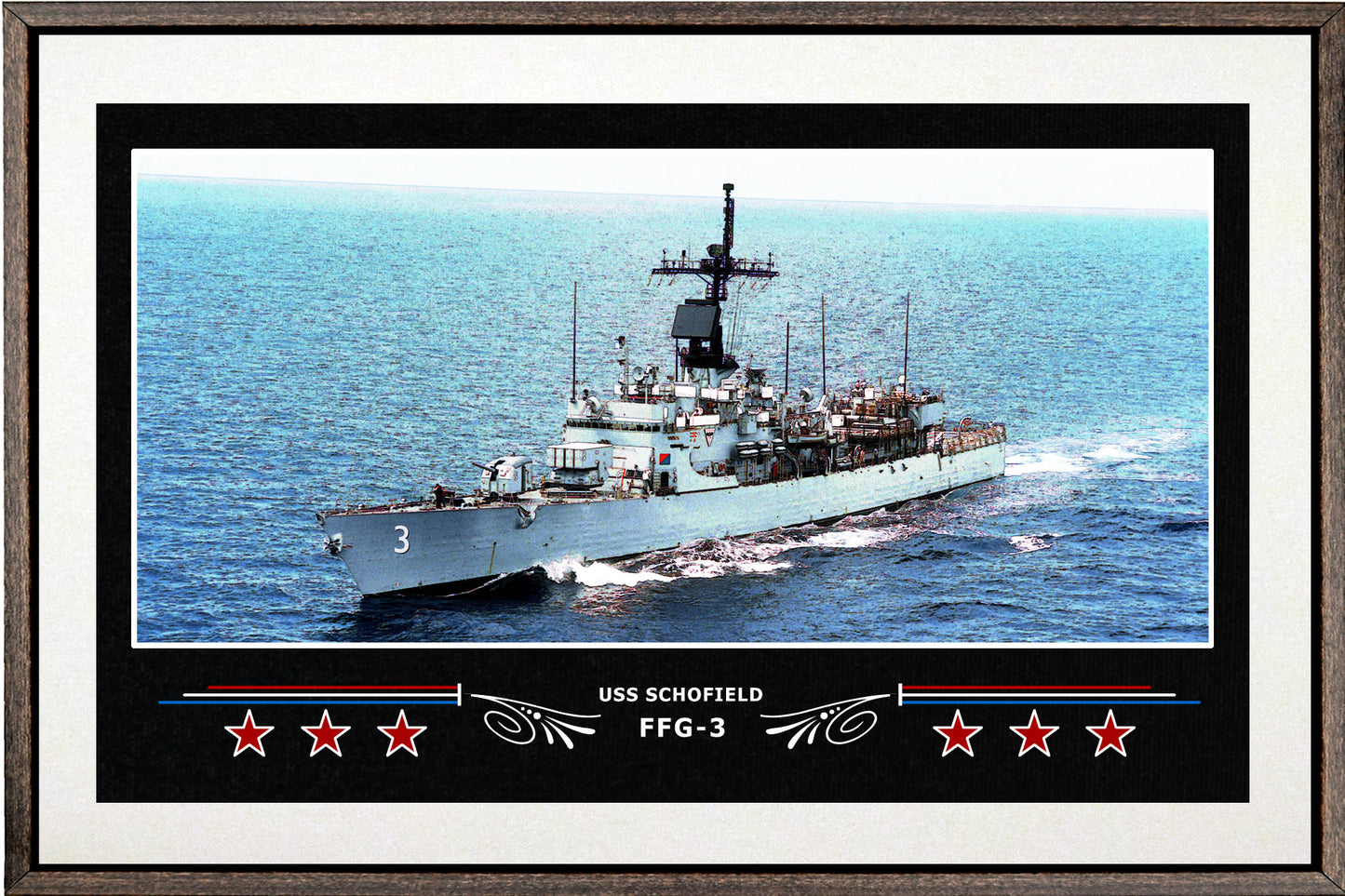 USS SCHOFIELD FFG 3 BOX FRAMED CANVAS ART WHITE