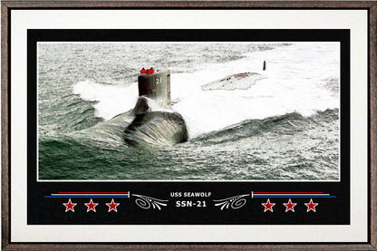 USS SEAWOLF SSN 21 BOX FRAMED CANVAS ART WHITE