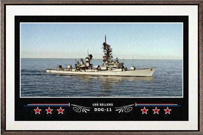 USS SELLERS DDG 11 BOX FRAMED CANVAS ART WHITE
