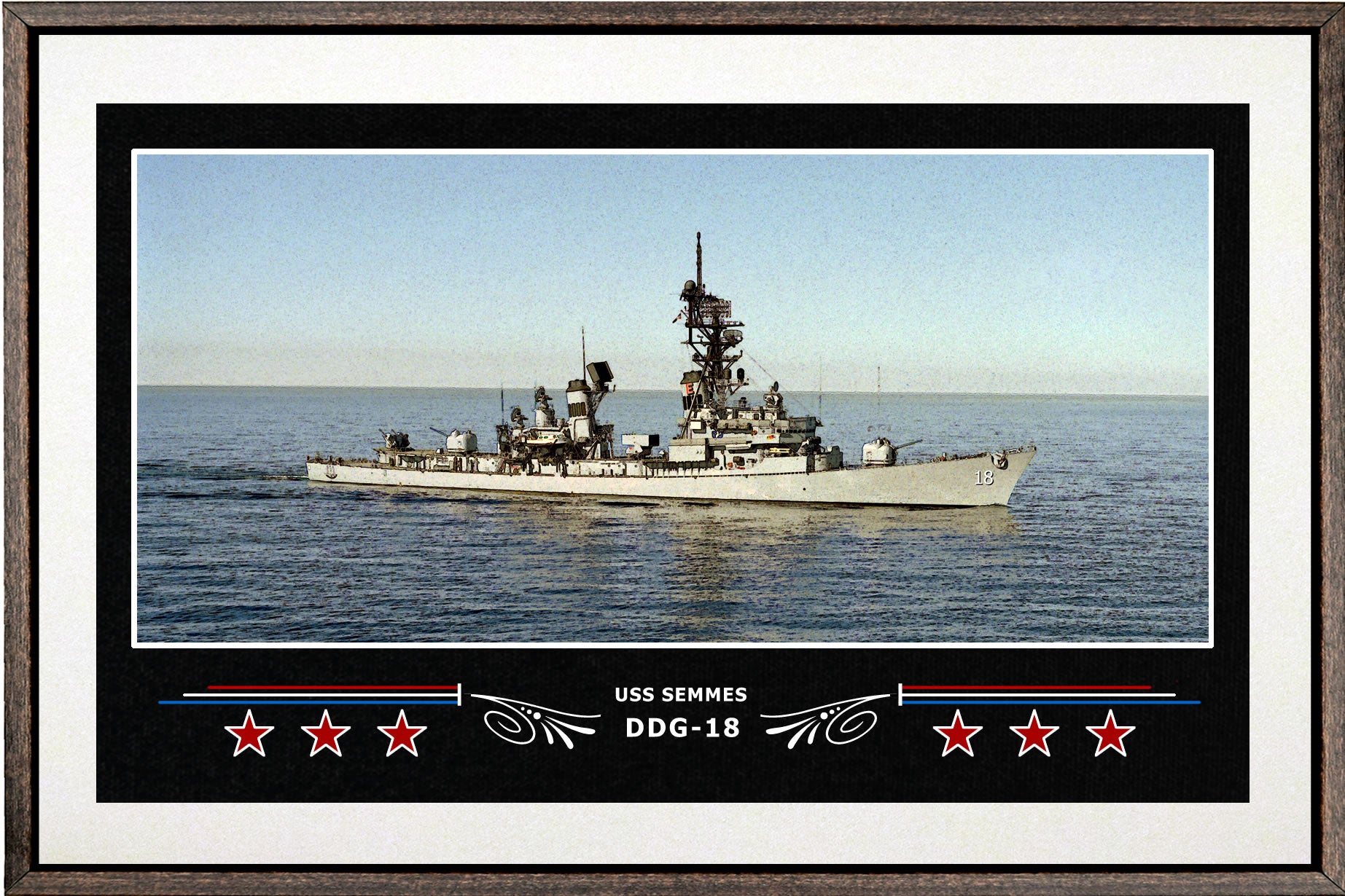 USS SEMMES DDG 18 BOX FRAMED CANVAS ART WHITE
