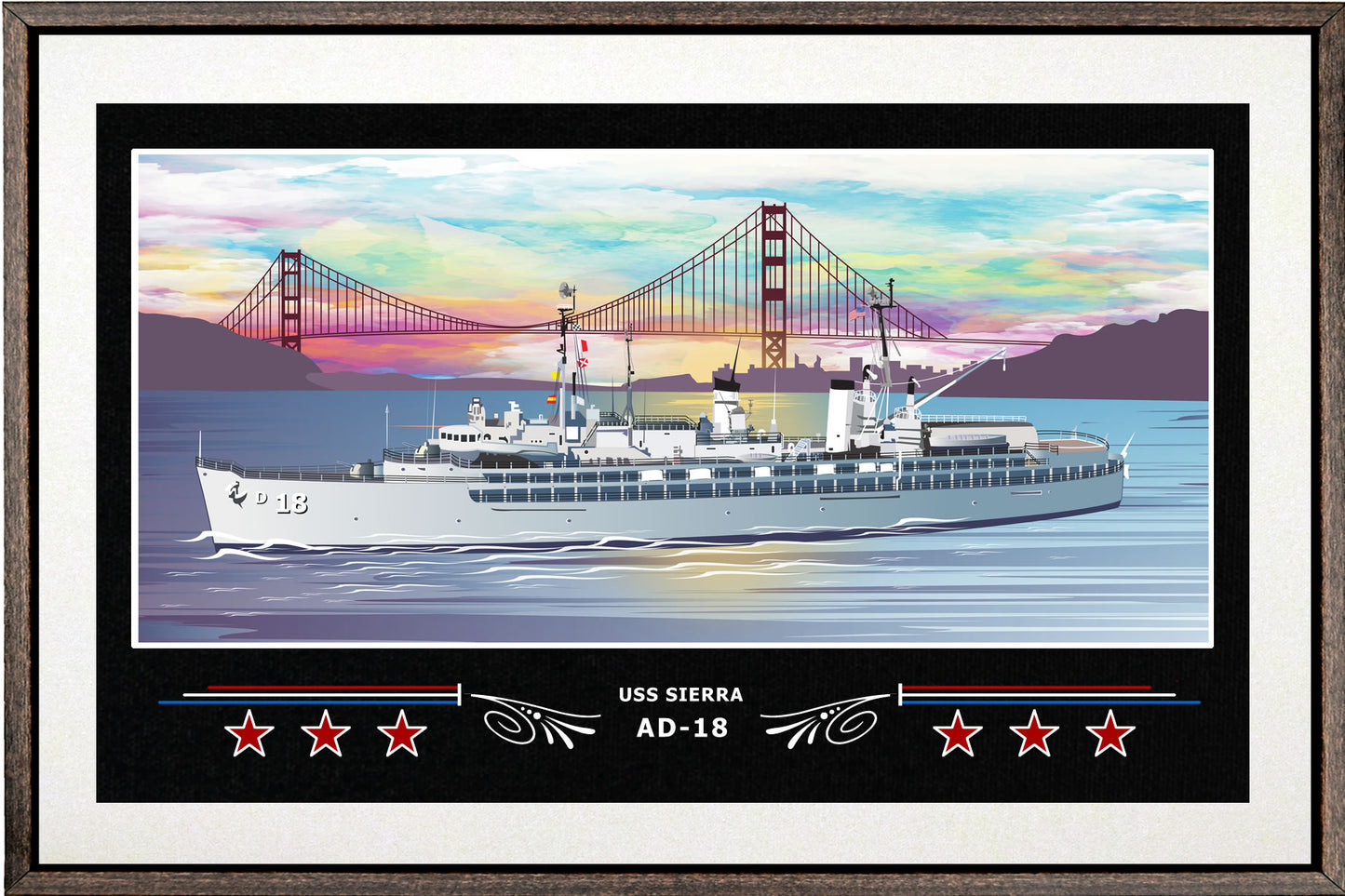 USS SIERRA AD 18 BOX FRAMED CANVAS ART WHITE