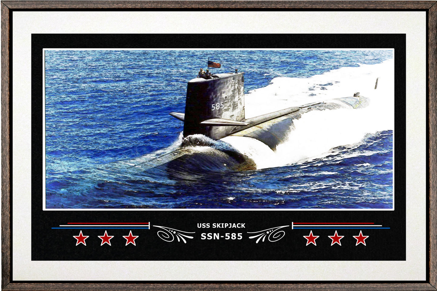 USS SKIPJACK SSN 585 BOX FRAMED CANVAS ART WHITE