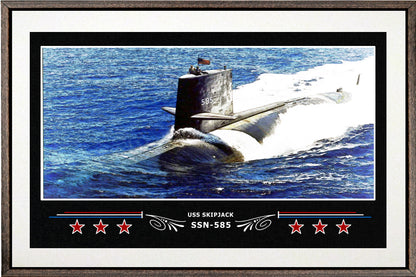 USS SKIPJACK SSN 585 BOX FRAMED CANVAS ART WHITE