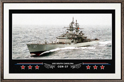 USS SOUTH CAROLINA CGN 37 BOX FRAMED CANVAS ART WHITE