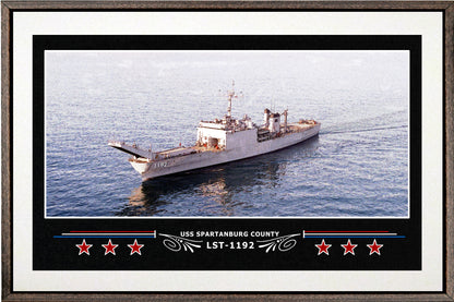USS SPARTANBURG COUNTY LST 1192 BOX FRAMED CANVAS ART WHITE