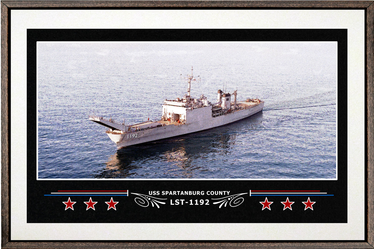 USS SPARTANBURG COUNTY LST 1192 BOX FRAMED CANVAS ART WHITE