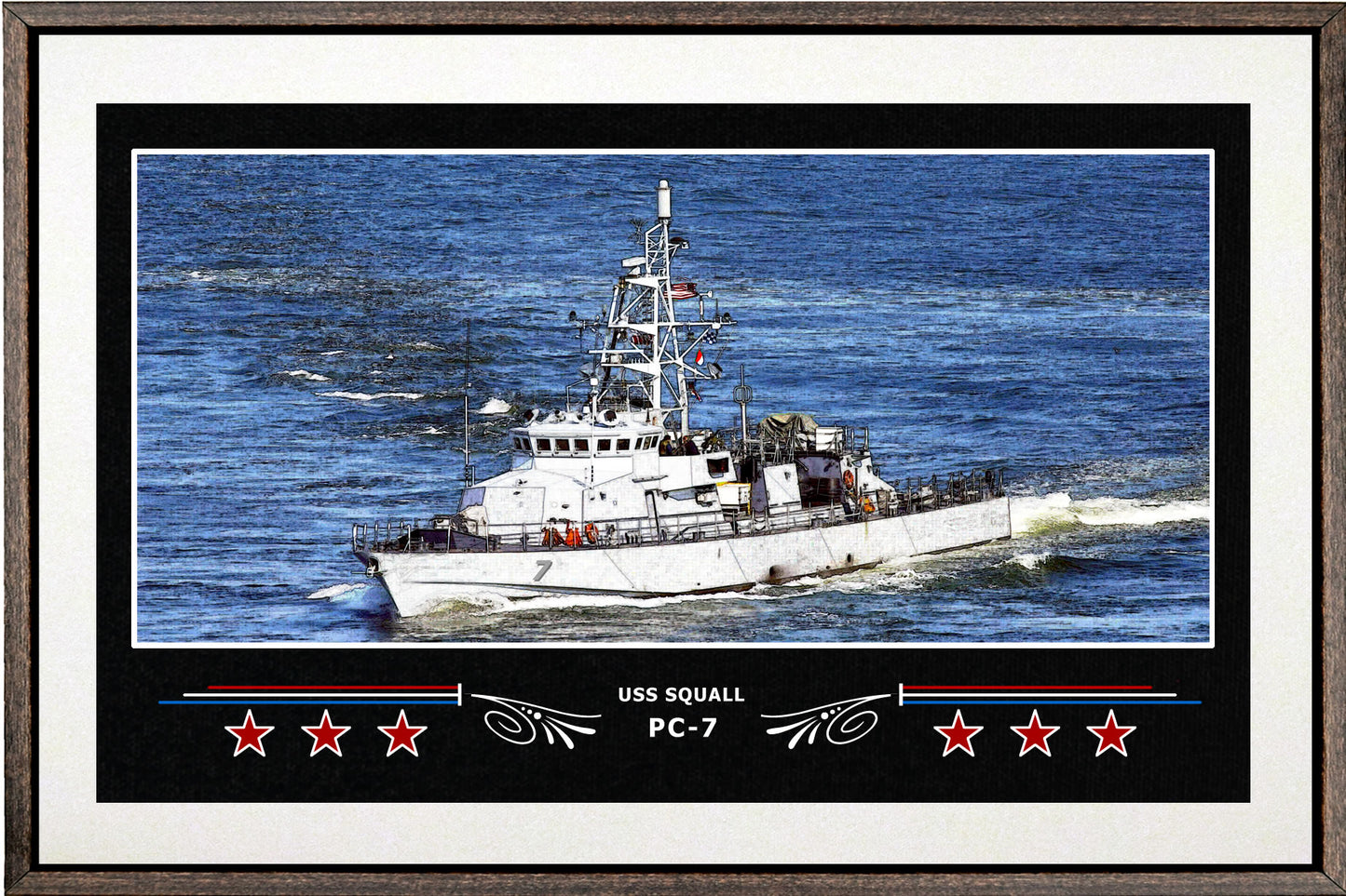 USS SQUALL PC 7 BOX FRAMED CANVAS ART WHITE