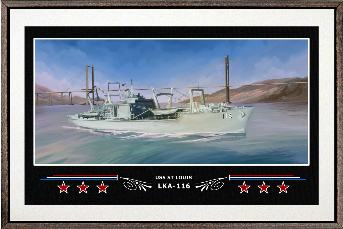 USS ST LOUIS LKA 116 BOX FRAMED CANVAS ART WHITE