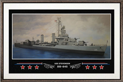 USS STEVENSON DD 645 BOX FRAMED CANVAS ART WHITE