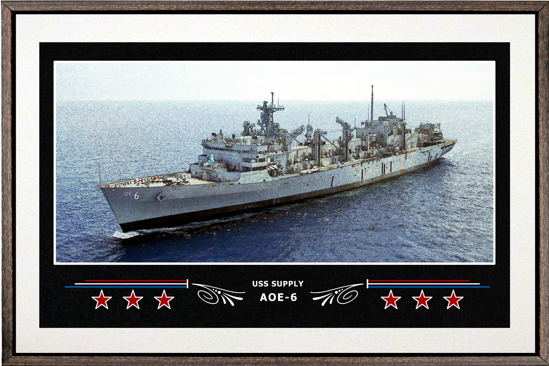 USS SUPPLY AOE 6 BOX FRAMED CANVAS ART WHITE