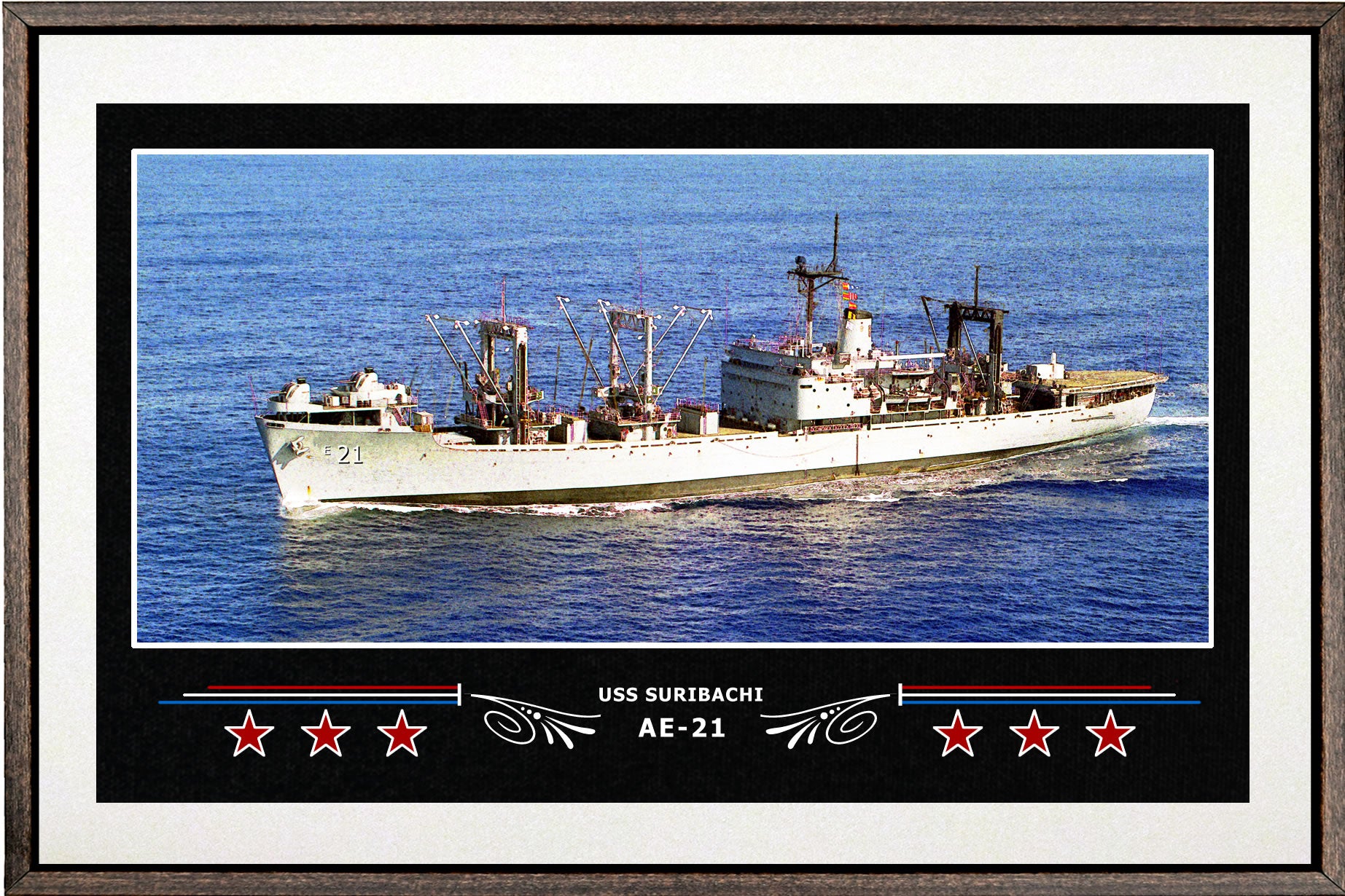 USS SURIBACHI AE 21 BOX FRAMED CANVAS ART WHITE