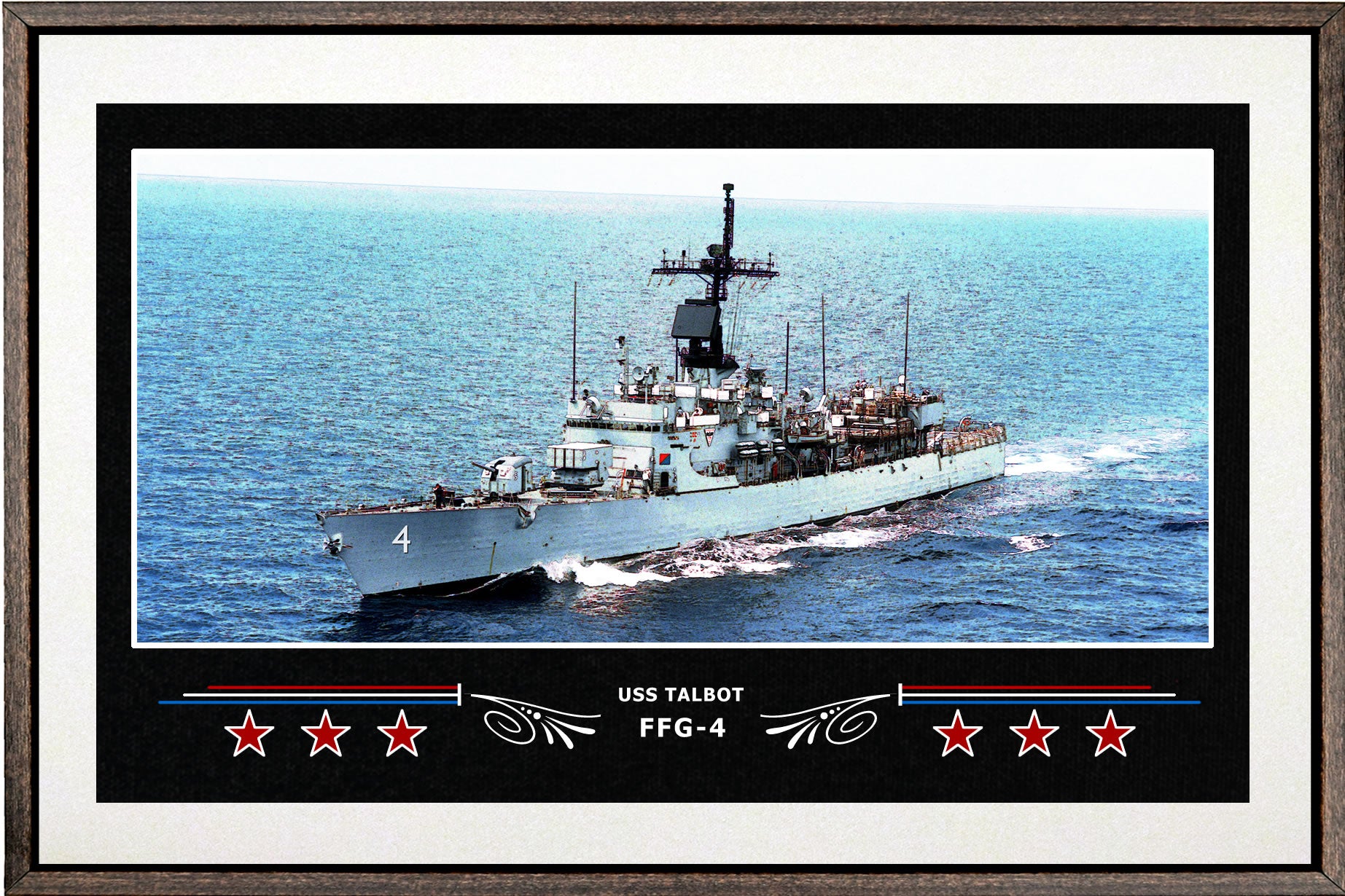 USS TALBOT FFG 4 BOX FRAMED CANVAS ART WHITE
