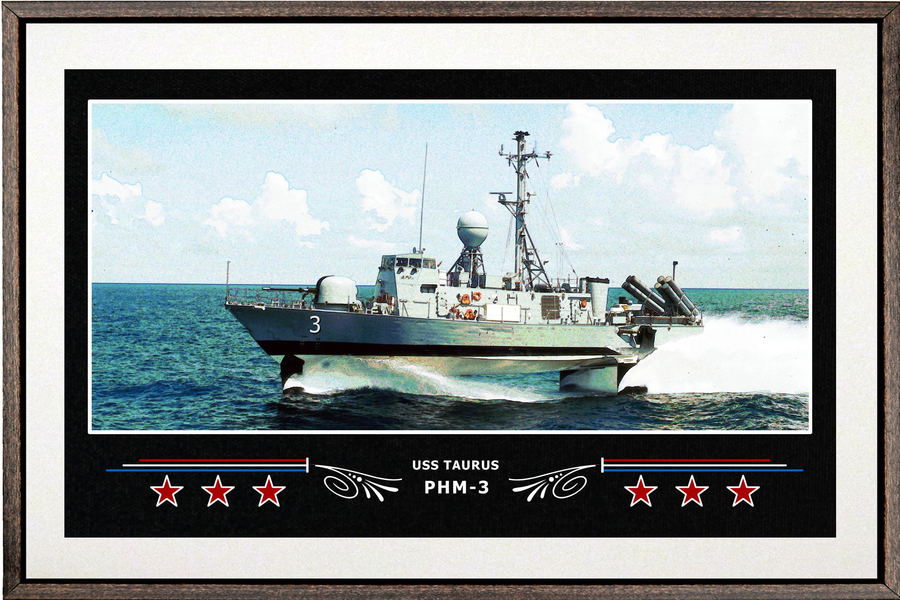 USS TAURUS PHM 3 BOX FRAMED CANVAS ART WHITE