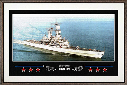 USS TEXAS CGN 39 BOX FRAMED CANVAS ART WHITE