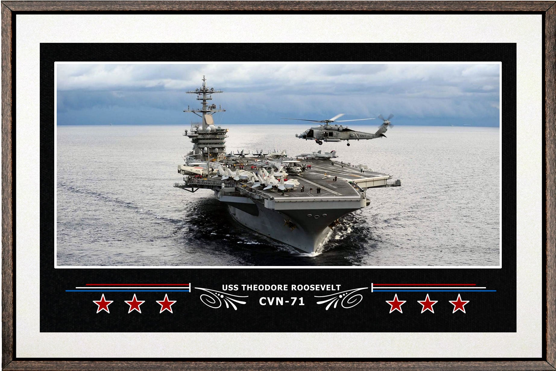 USS THEODORE ROOSEVELT CVN 71 BOX FRAMED CANVAS ART WHITE