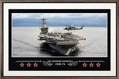 USS THEODORE ROOSEVELT CVN 71 BOX FRAMED CANVAS ART WHITE