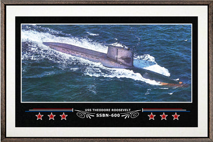 USS THEODORE ROOSEVELT SSBN 600 BOX FRAMED CANVAS ART WHITE