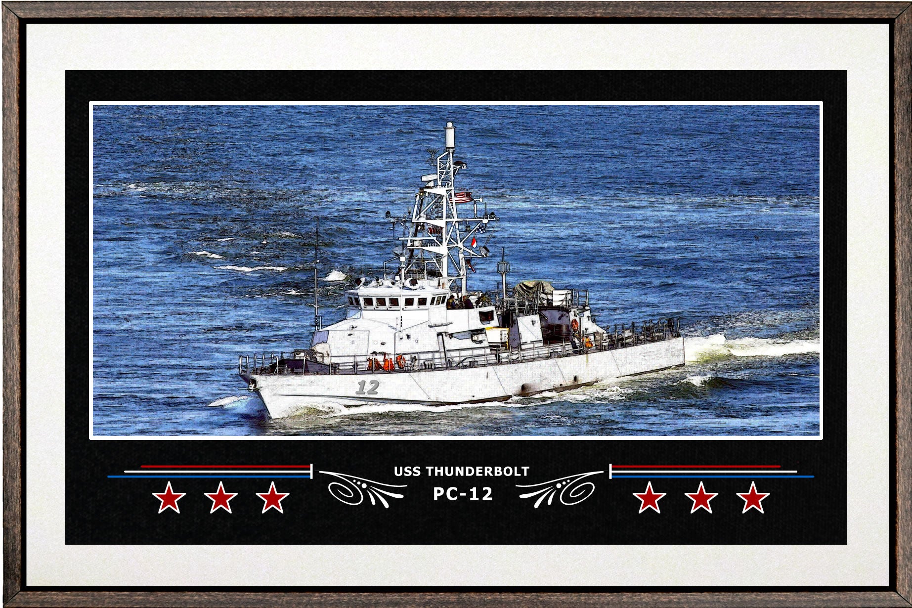 USS THUNDERBOLT PC 12 BOX FRAMED CANVAS ART WHITE