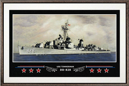 USS TIMMERMAN DD 828 BOX FRAMED CANVAS ART WHITE