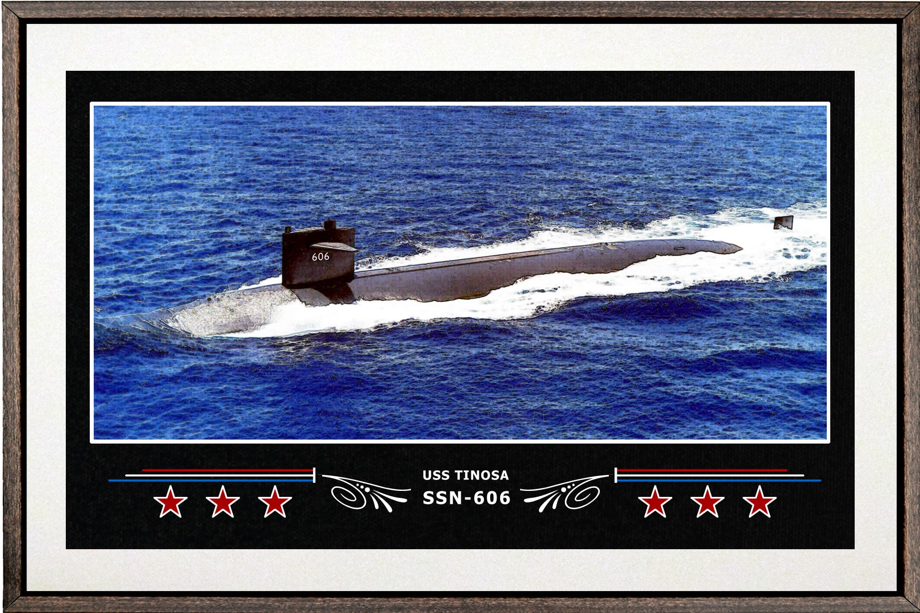 USS TINOSA SSN 606 BOX FRAMED CANVAS ART WHITE