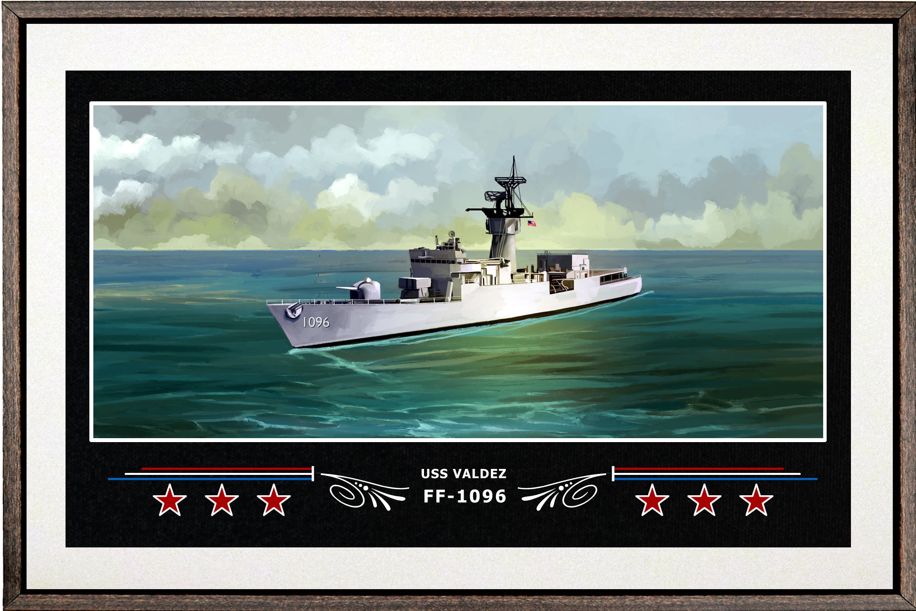USS VALDEZ FF 1096 BOX FRAMED CANVAS ART WHITE