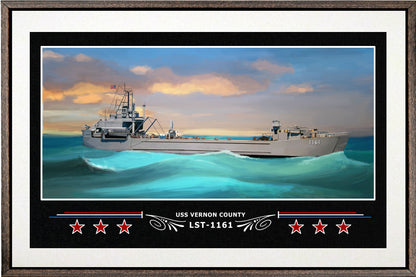 USS VERNON COUNTY LST 1161 BOX FRAMED CANVAS ART WHITE