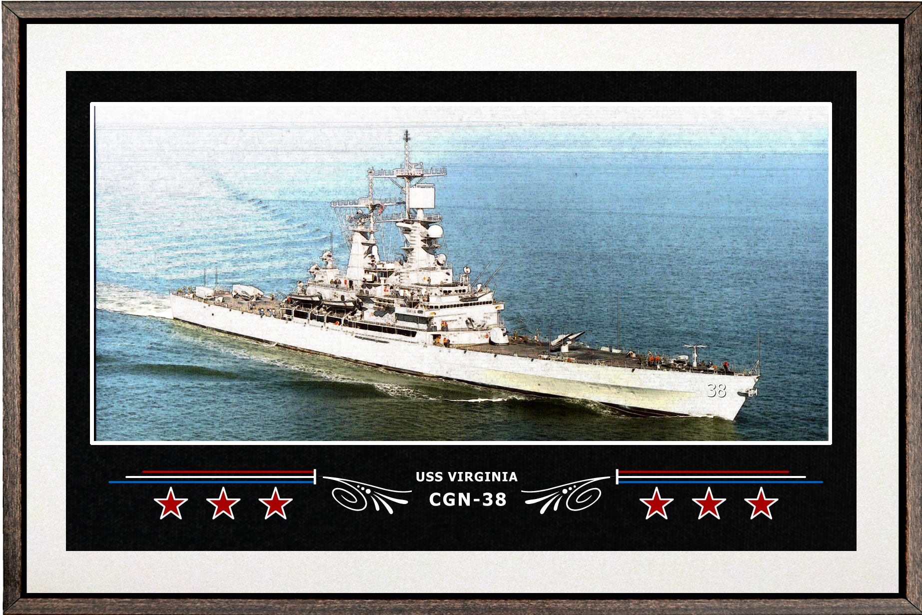 USS VIRGINIA CGN 38 BOX FRAMED CANVAS ART WHITE