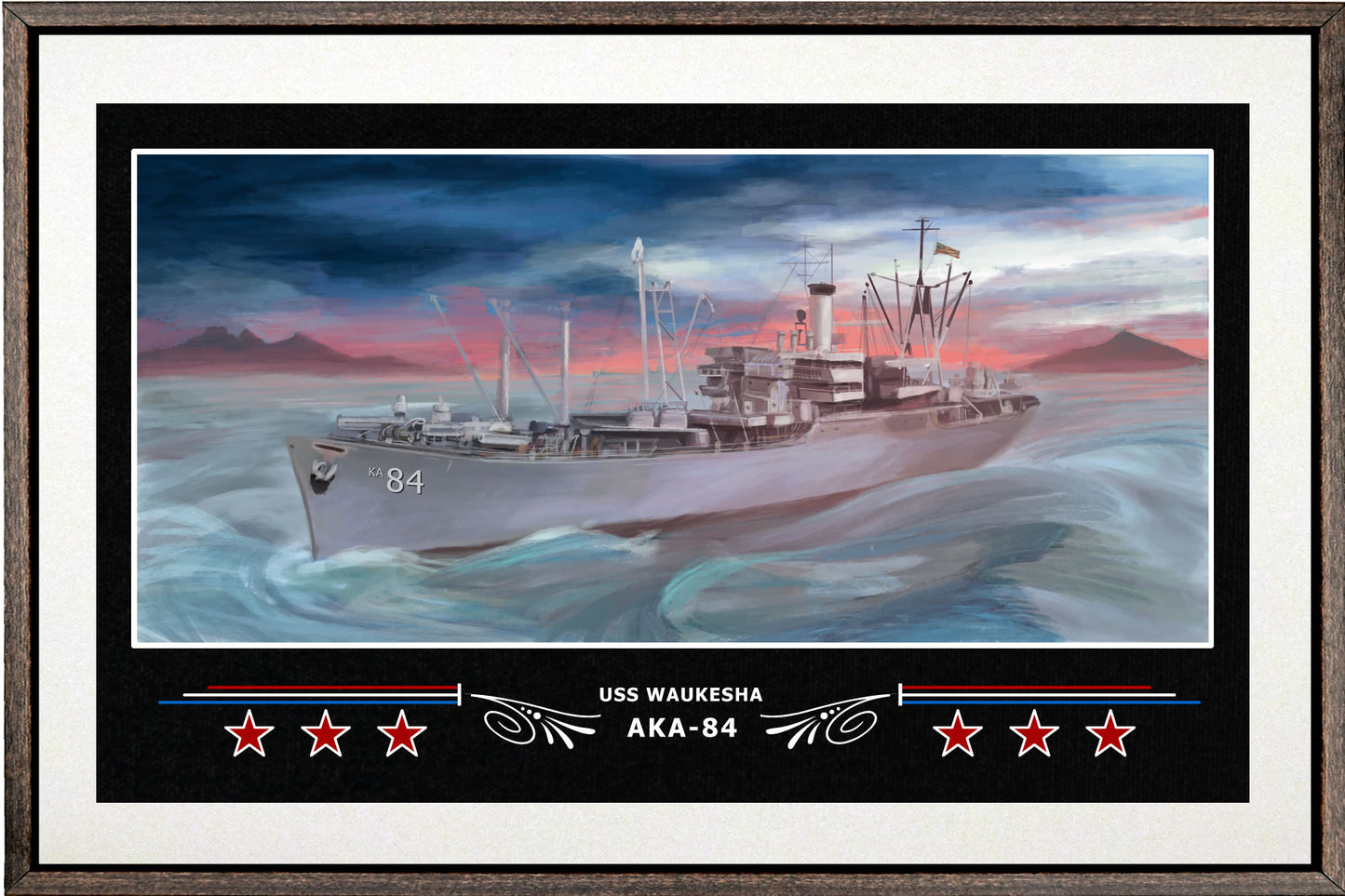 USS WAUKESHA AKA 84 BOX FRAMED CANVAS ART WHITE