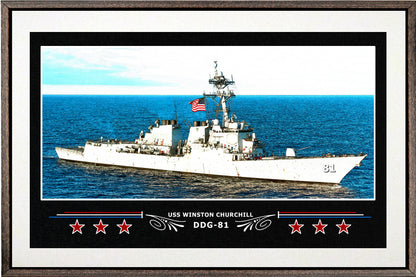 USS WINSTON CHURCHILL DDG 81 BOX FRAMED CANVAS ART WHITE