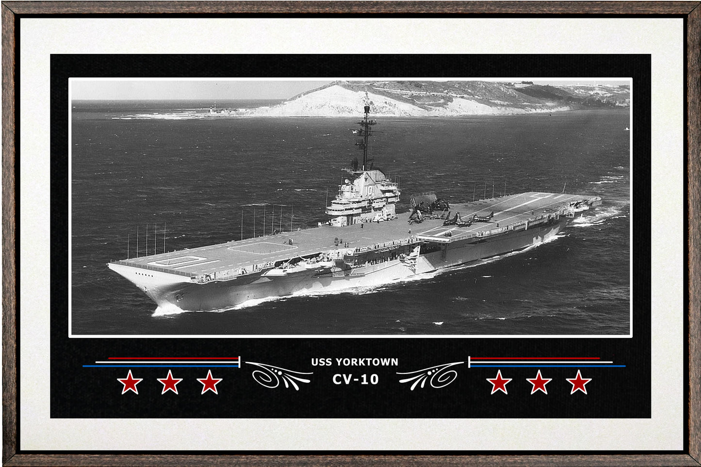 USS YORKTOWN CV 10 BOX FRAMED CANVAS ART WHITE