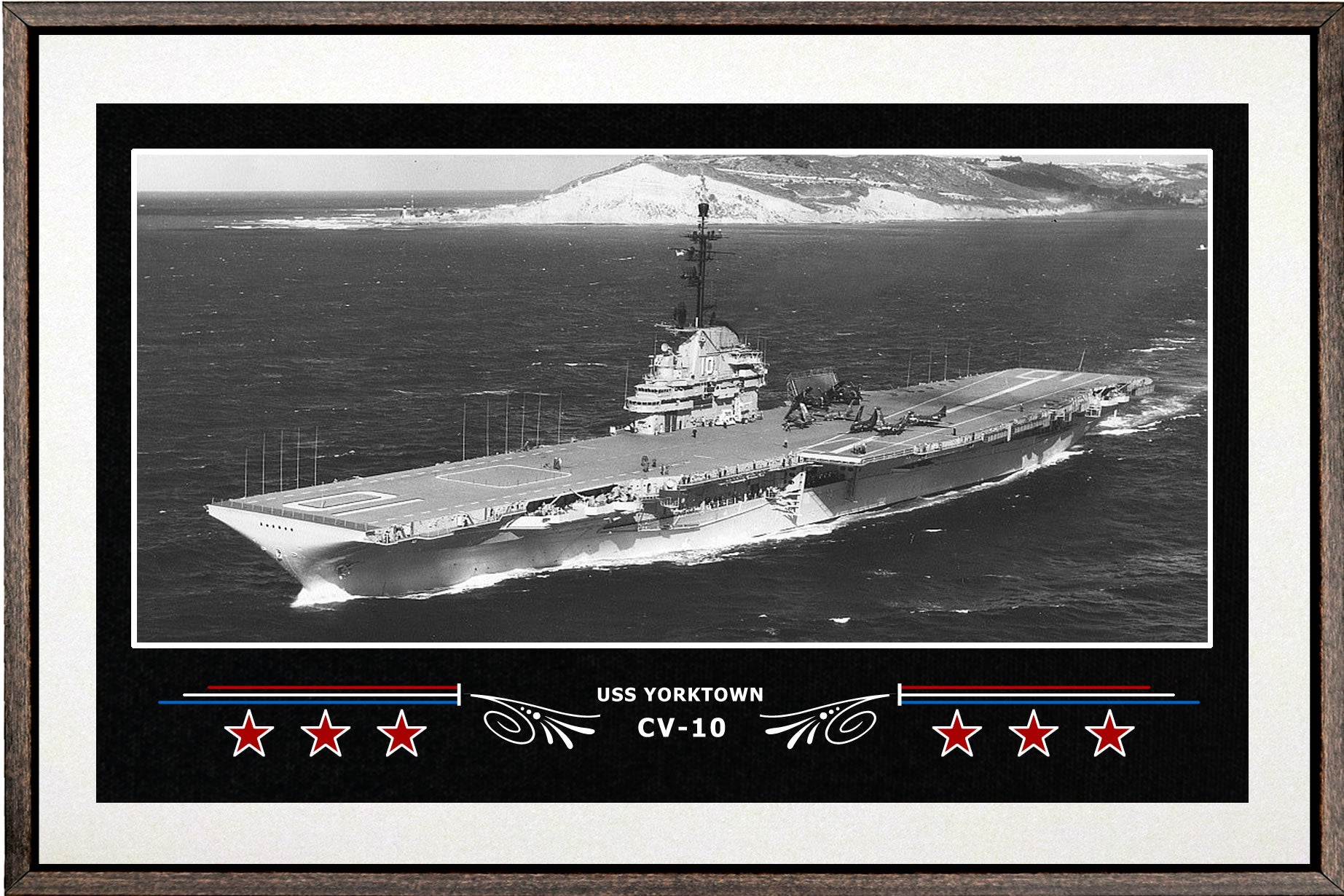 USS YORKTOWN CV 10 BOX FRAMED CANVAS ART WHITE