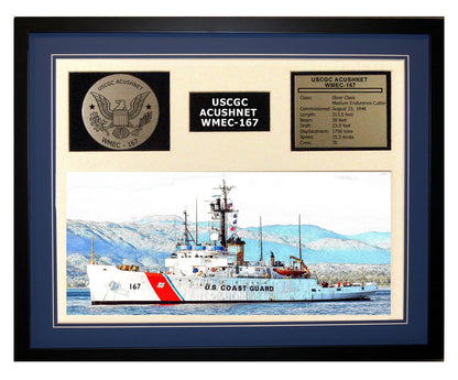 USCGC Acushnet WMEC-167 Framed Coast Guard Ship Display Blue