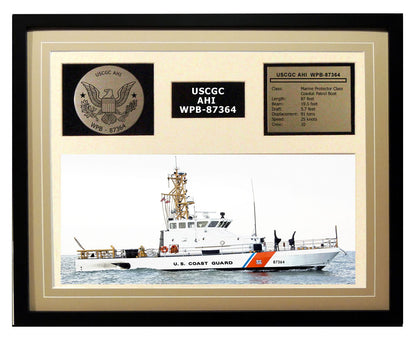 USCGC Ahi WPB-87364 Framed Coast Guard Ship Display Brown