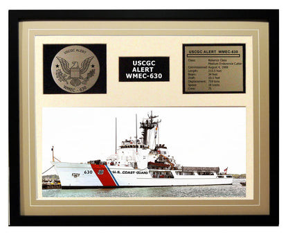 USCGC Alert WMEC-630 Framed Coast Guard Ship Display Brown