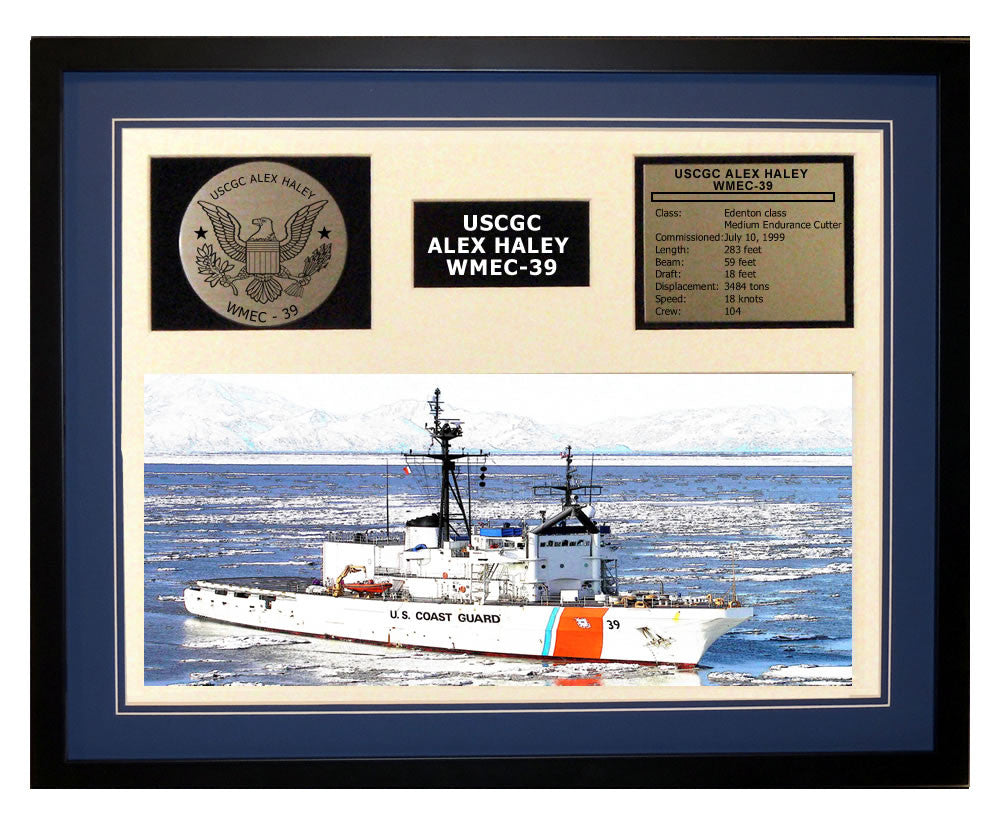 USCGC Alex Haley WMEC-39 Framed Coast Guard Ship Display Blue
