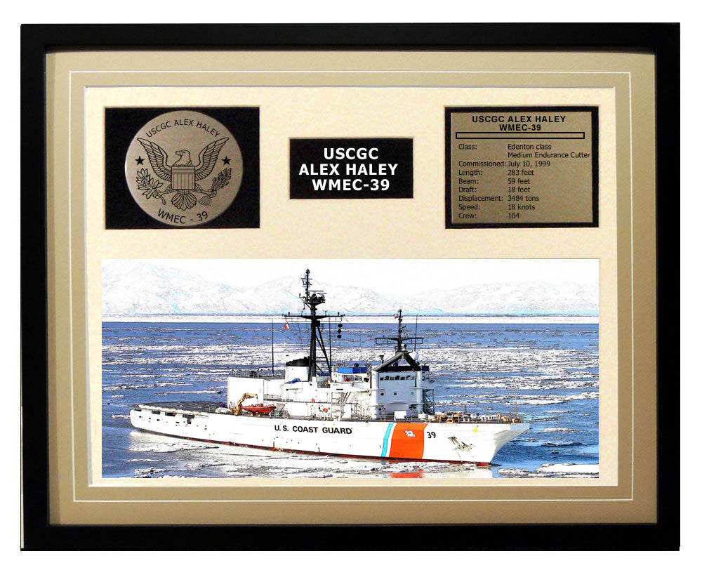 USCGC Alex Haley WMEC-39 Framed Coast Guard Ship Display Brown