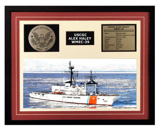 USCGC Alex Haley WMEC-39 Framed Coast Guard Ship Display Burgundy