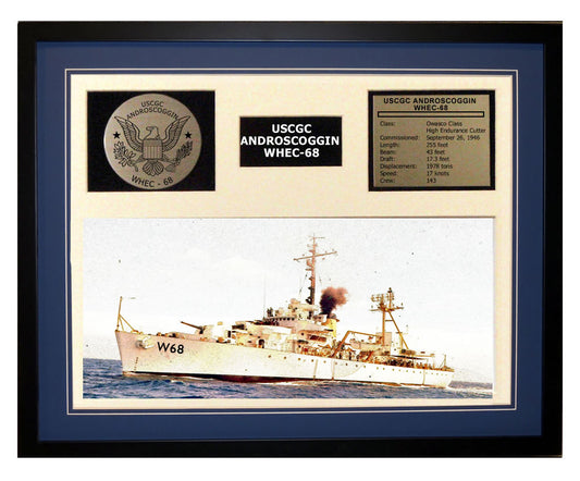 USCGC Androscoggin WHEC-68 Framed Coast Guard Ship Display Blue