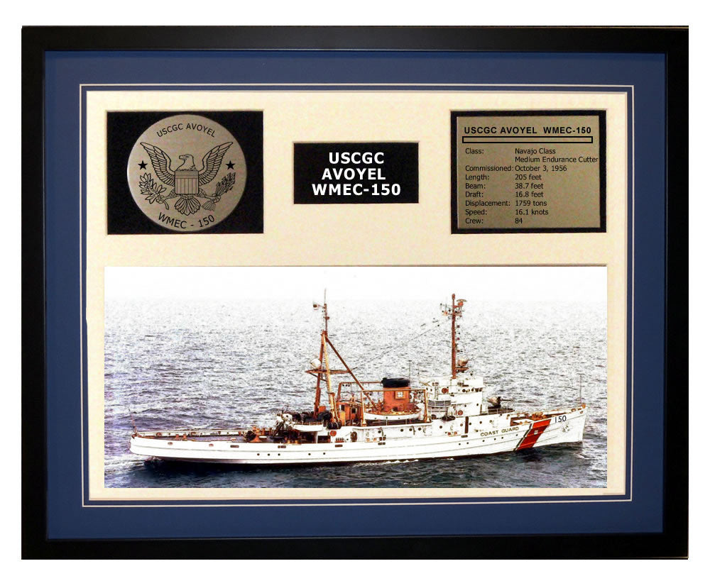 USCGC Avoyel WMEC-150 Framed Coast Guard Ship Display Blue