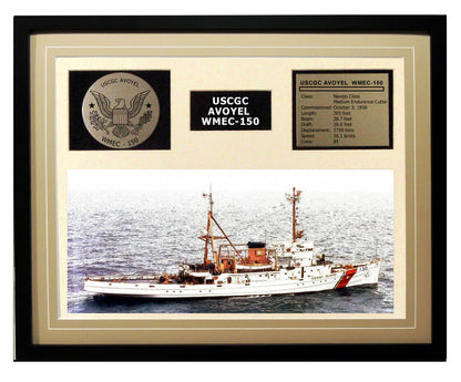 USCGC Avoyel WMEC-150 Framed Coast Guard Ship Display Brown