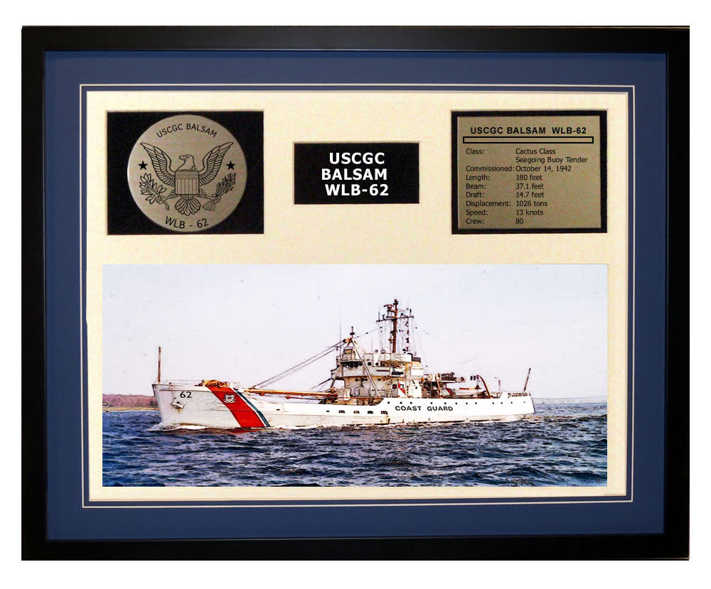 USCGC Balsam WLB-62 Framed Coast Guard Ship Display Blue