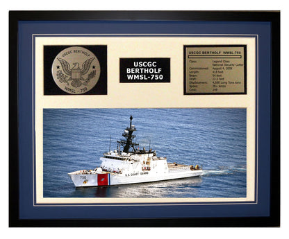 USCGC Bertholf WMSL-750 Framed Coast Guard Ship Display Blue