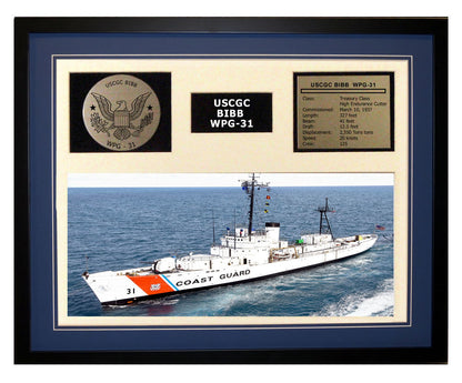 USCGC Bibb WPG-31 Framed Coast Guard Ship Display Blue