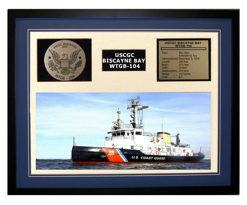 USCGC Biscayne Bay WTGB-104 Framed Coast Guard Ship Display Blue