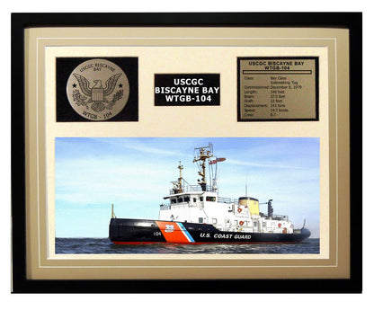 USCGC Biscayne Bay WTGB-104 Framed Coast Guard Ship Display Brown