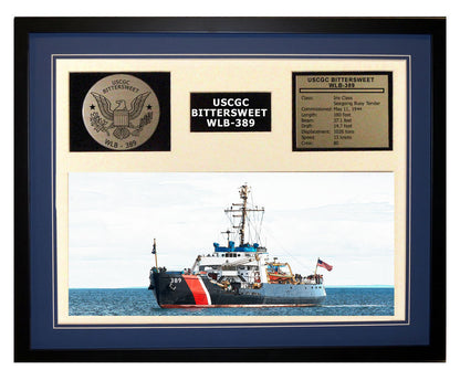 USCGC Bittersweet WLB-389 Framed Coast Guard Ship Display Blue