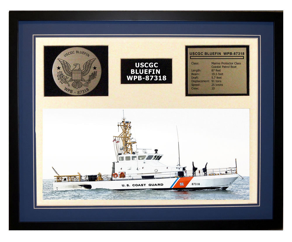 USCGC Bluefin WPB-87318 Framed Coast Guard Ship Display Blue