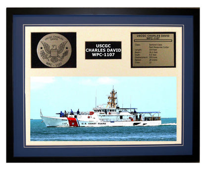 USCGC Charles David WPC-1107 Framed Coast Guard Ship Display Blue