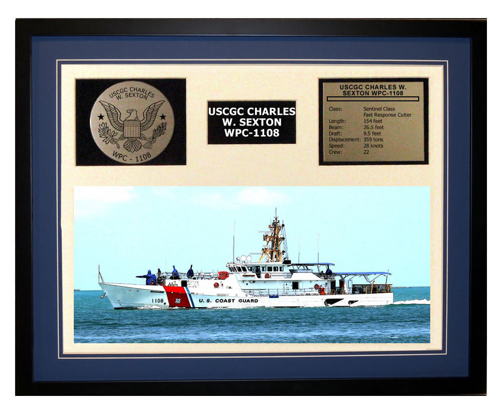 USCGC Charles W. Sexton WPC-1108 Framed Coast Guard Ship Display Blue