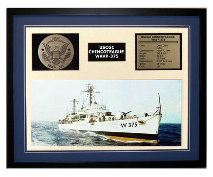 USCGC Chincoteague WAVP-375 Framed Coast Guard Ship Display Blue